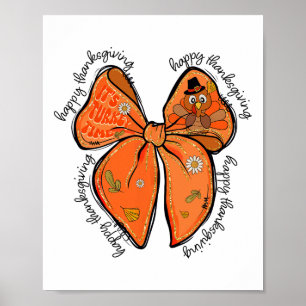 Gelukkig Thanksgiving Coquette Kalkoen Boog Pompoe Poster