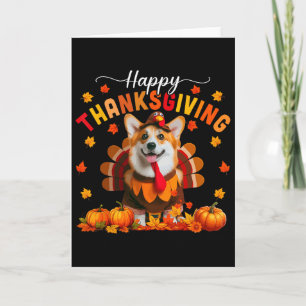 Gelukkig Thanksgiving Corgi Cosplay Herfst Kalkoen Kaart