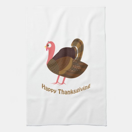 Gelukkig Thanksgiving! Cute Turkey Theedoek (Verticaal)