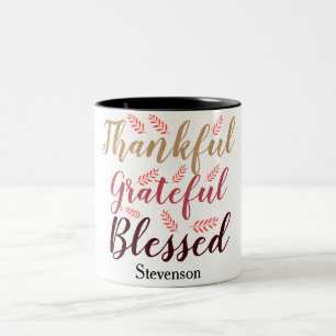 gelukkig Thanksgiving Dankbaar, dankbaar, gezegend Tweekleurige Koffiemok
