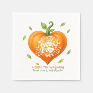 Gelukkig Thanksgiving Dankbaar Hart Pompoen Servet