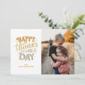 Gelukkig Thanksgiving Day. Kute herfst oranje lett Kaart (Staand voorkant)