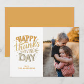 Gelukkig Thanksgiving Day. Kute herfst oranje lett Kaart (Voorkant / Achterkant)