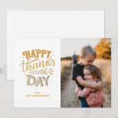 Gelukkig Thanksgiving Day. Kute herfst oranje lett Kaart (Voorkant / Achterkant)