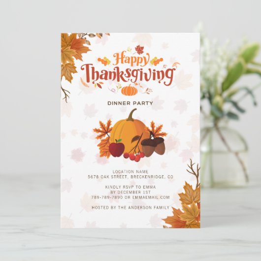 Gelukkig Thanksgiving Diner Herfst krans Kaart (Staand voorkant)