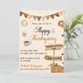 Gelukkig Thanksgiving Diner Pompoen & Herfst Kaart (Staand voorkant)