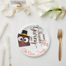 Gelukkig Thanksgiving diner schattige uil