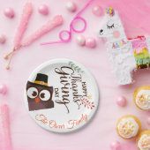 Gelukkig Thanksgiving diner schattige uil Papieren Bordje (Feest)