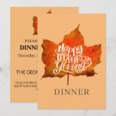 Gelukkig Thanksgiving Dinner Party Fall Leaves Kaart (Voorkant / Achterkant)