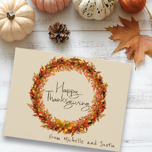 Gelukkig Thanksgiving Eenvoudige Herfstblad Aangep Briefkaart