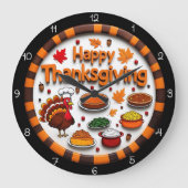 Gelukkig Thanksgiving Feestkalkoen Grote Klok (Voorkant)