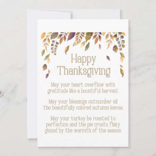 Gelukkig Thanksgiving gedicht Feestdagenkaart (Voorkant)