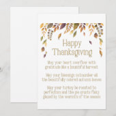 Gelukkig Thanksgiving gedicht Feestdagenkaart (Voorkant / Achterkant)