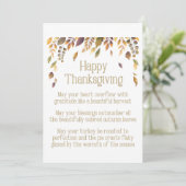Gelukkig Thanksgiving gedicht Feestdagenkaart (Staand voorkant)