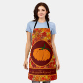 Gelukkig Thanksgiving! Glitteriehandschoen/pompoen Schort (Gedragen)