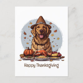 Gelukkig Thanksgiving Golden Retriever Hond Briefkaart