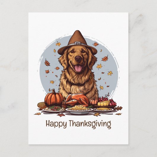 Gelukkig Thanksgiving Golden Retriever Hond Briefkaart (Voorkant)