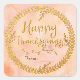 Gelukkig Thanksgiving Goud Folie Krans Stickers