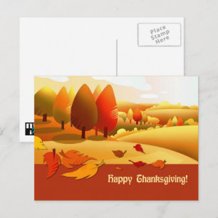 Gelukkig Thanksgiving Herfst landschap Feestdagenkaart
