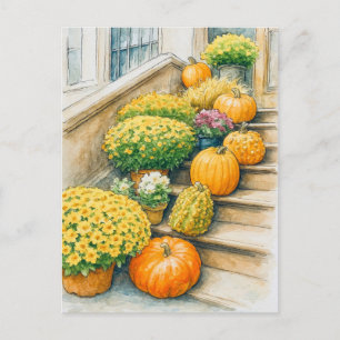 Gelukkig Thanksgiving-herfst pompoen ansichtkaart Briefkaart