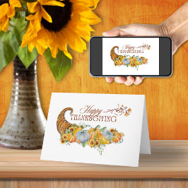 Gelukkig Thanksgiving Hoorn des Overvloeds Kaart