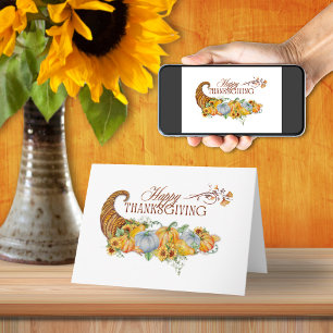 Gelukkig Thanksgiving Hoorn des Overvloeds Kaart