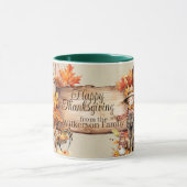 Gelukkig Thanksgiving Hout Teken & Herfst Scène Mok (Midden)