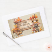 Gelukkig Thanksgiving Hout Teken & Herfst Scène Rechthoekige Sticker (Envelop)