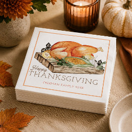 Gelukkig Thanksgiving kalkoen diner servet
