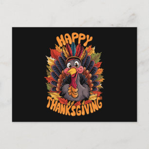 Gelukkig Thanksgiving Kalkoen Familie Herfst Feestdagenkaart