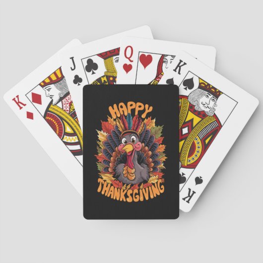 Gelukkig Thanksgiving Kalkoen Familie Herfst Pokerkaarten (Achterkant)