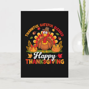 Gelukkig Thanksgiving Kalkoen Familie Matching Din Kaart