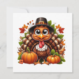 gelukkig thanksgiving kalkoen feestdagenkaart