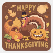 Gelukkig Thanksgiving Kalkoen Herfst Sticker (Voorkant)