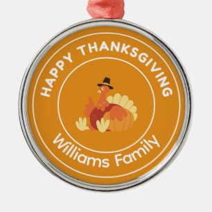 Gelukkig Thanksgiving kalkoen oranje Metalen Ornament