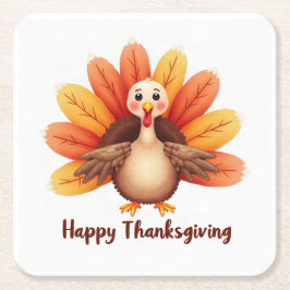 Gelukkig Thanksgiving Kalkoen Papier Onderzetters