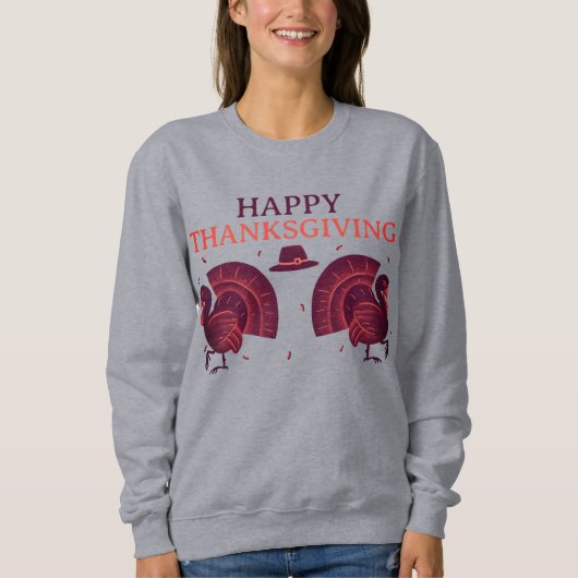 Gelukkig Thanksgiving Kalkoen Sweatshirt (Voorkant)