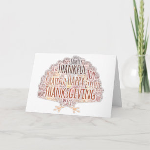 Gelukkig Thanksgiving kalkoen woord kunst wenskaar Kaart