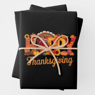 Gelukkig Thanksgiving Kalkoenen Val Inpakpapier Vel