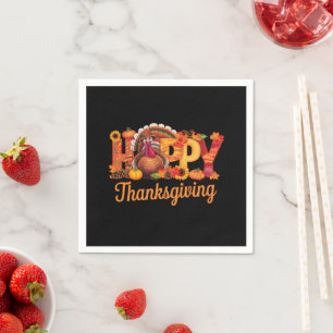 Gelukkig Thanksgiving Kalkoenen Val Servet