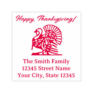 Gelukkig Thanksgiving kalkoenvogel en aangepast ad Zelfinktende Stempel