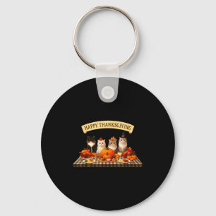 Gelukkig Thanksgiving Katten Diner Feest Herfst Ma Sleutelhanger