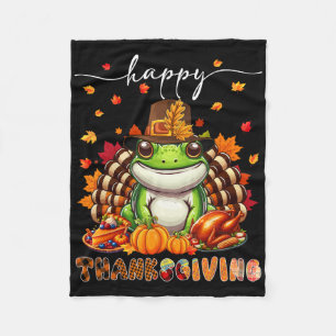 Gelukkig Thanksgiving Kikker Kostuum Kalkoen Herfs Fleece Deken