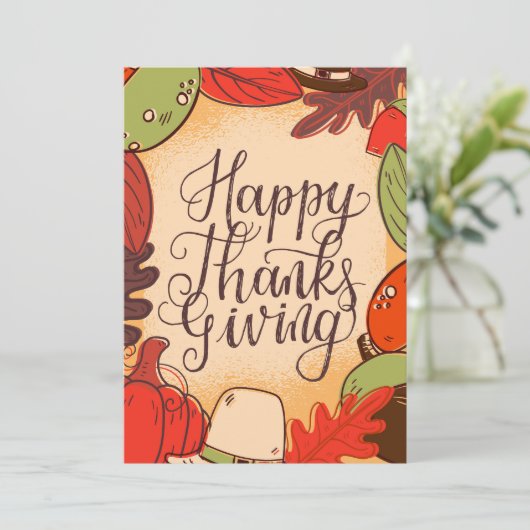 Gelukkig Thanksgiving Kleurrijk Foliage Feestdagenkaart (Staand voorkant)
