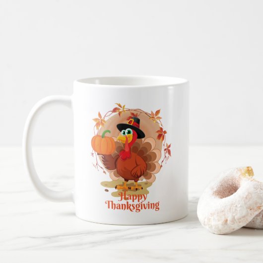Gelukkig Thanksgiving koffiemok (Met donut)