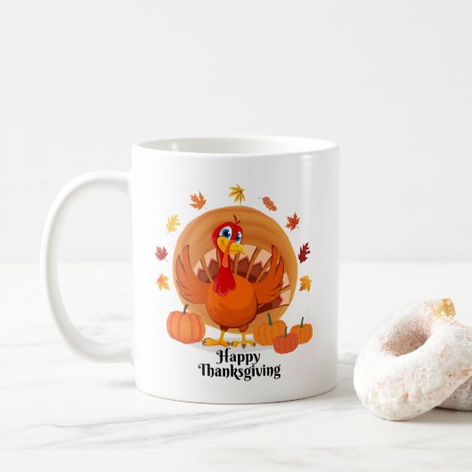Gelukkig Thanksgiving koffiemok (Met donut)