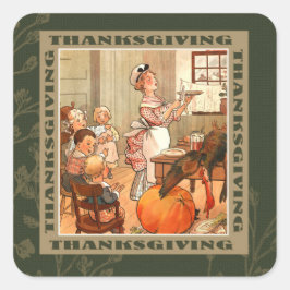 Gelukkig Thanksgiving. kunst Vierkante Sticker