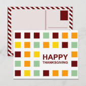 gelukkig thanksgiving ( mod - vierkantjes ) feestdagenkaart (Voorkant / Achterkant)