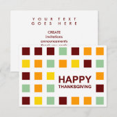 gelukkig thanksgiving ( mod - vierkantjes ) kaart (Voorkant / Achterkant)