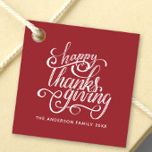 Gelukkig Thanksgiving Modern Script Harvest Bourgo Bedankjes Labels